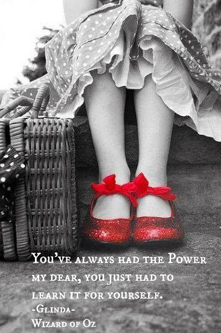 Zauberer von Oz Zitat: You've always had the power my dear, you just had to learn it for yourself.